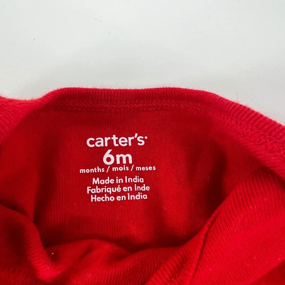 Carters Red Valentines Day Baby Bodysuit 6 Months Long‎ Sleeve Heart Graphic